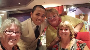 MSC Musica waiter Ferry with my two sisters and my wife.