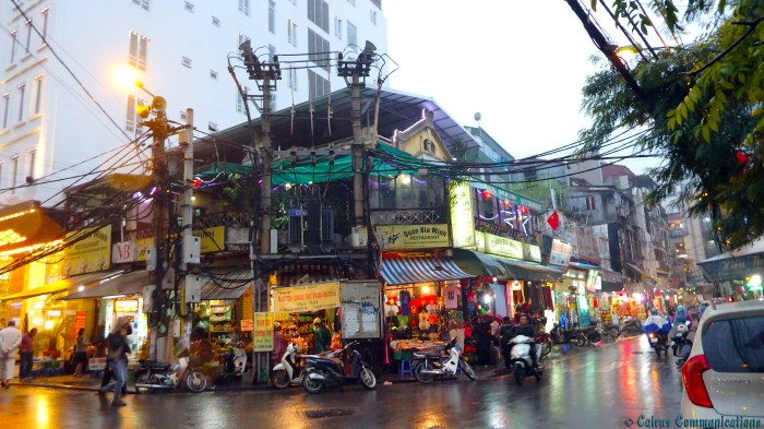 Hanoi wet street scene